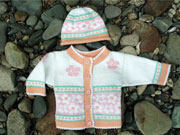 Image: Girl's Orange Blossom Cardigan and Hat